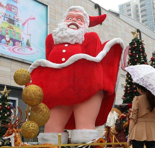 Santa Likes it Hot at a Shopping Center in China