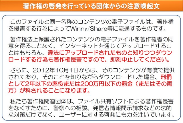 Japanese Government and Industries Battle Copyright Infringement by Hiding Strongly Worded Letters on P2P Networks