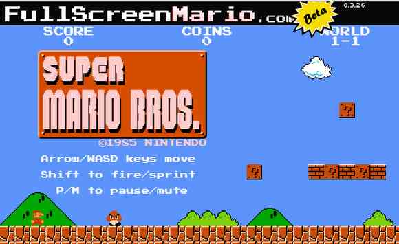 Full Screen Mario allows you to play Super Mario Bros. on your computer, create new levels!