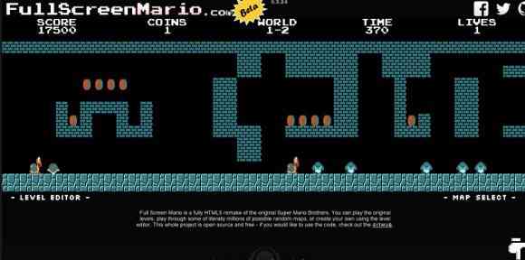 Full Screen Mario allows you to play Super Mario Bros. on your