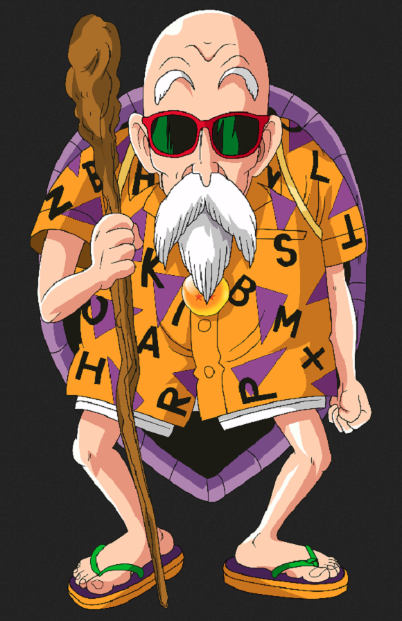 Dragon Ball Z Master Roshi All Over Print Button Up Hawaiian Shirt Mens Siz...