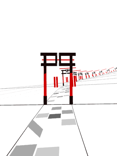 COG's Kanji-city Kyoto animation animated video GIF, Japanese Shinto shrine gates, arch, 門