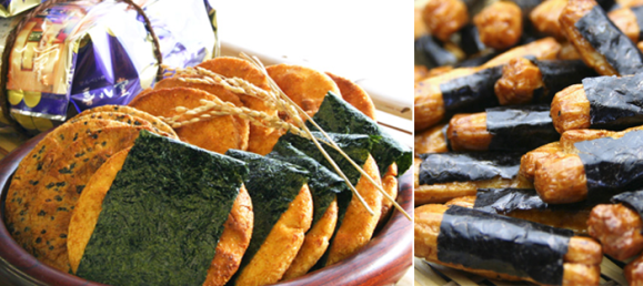 soy soya sauce senbei rice cracker, nori seaweed, Japanese snack
