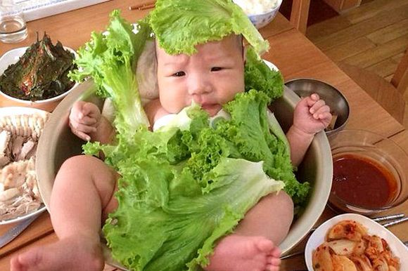 Check out this confused baby posing as a salad ingredient