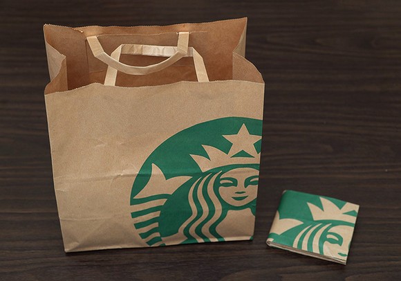 Lifehack: Transform a Starbucks paper bag into a fully functional wallet!