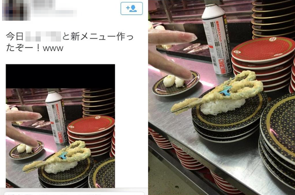 bakattaa twitter sushi chain prank tempura scissors hamazushi