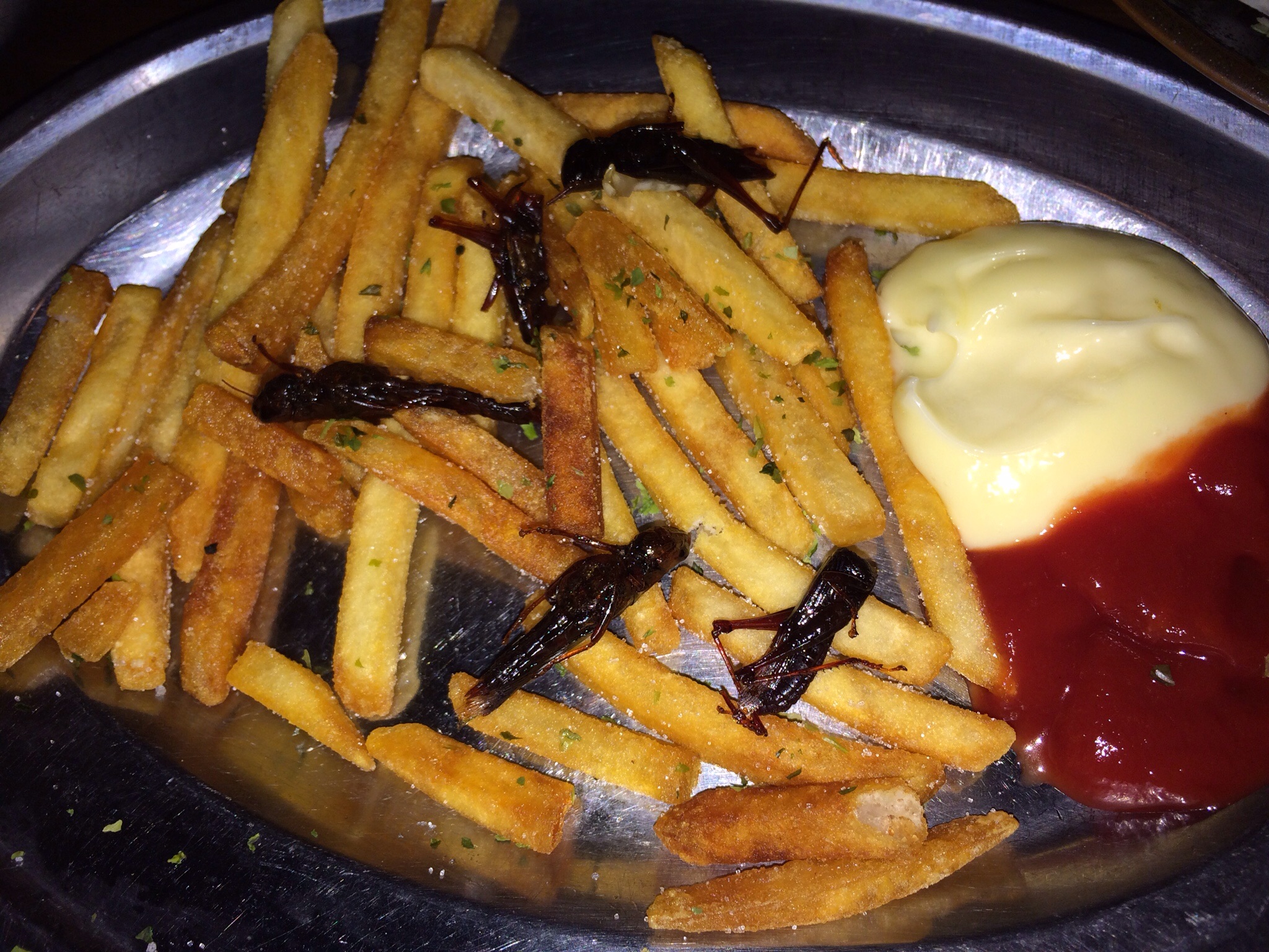 Fries garnished with inago