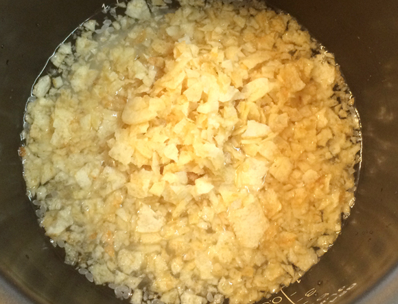 Potato Chip Rice may be our easiest rice cooker recipe yet!