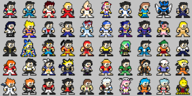 Talented fan artist reimagines 50 famous manga heroes as 8-bit Mega Man characters