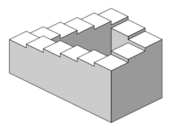 Penrose stairs, steps, impossible staircase, Lionel and Roger Penrose