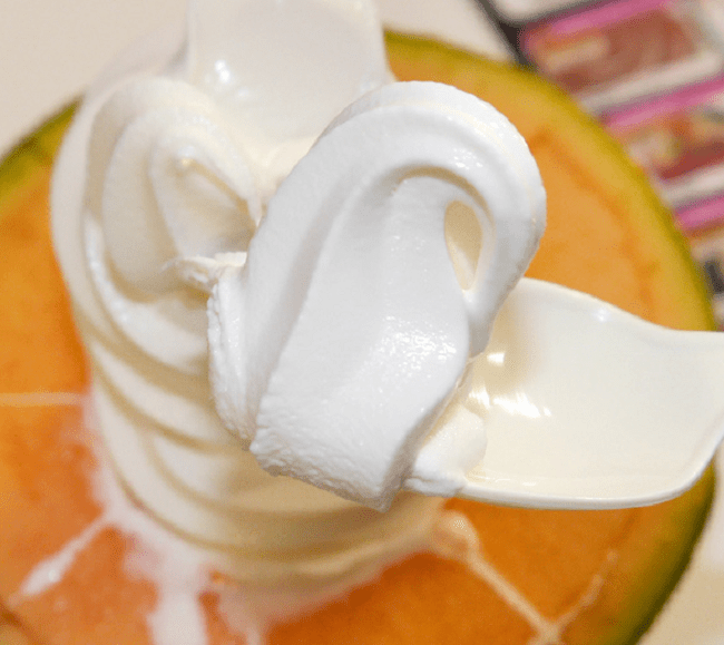 Melon topped with ice cream two great Hokkaido tastes in one crazily