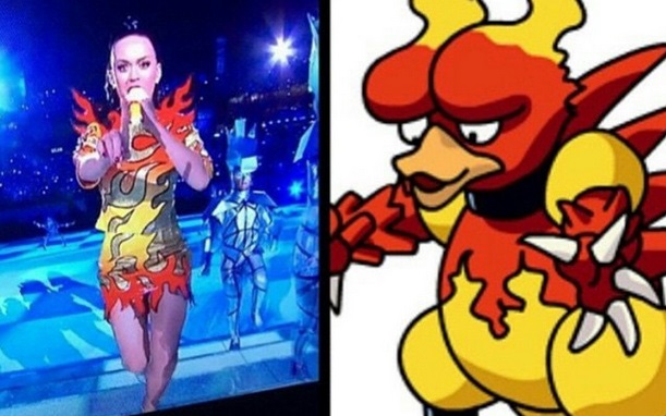 Was Katy Perry’s Super Bowl flame dress inspired by boob-headed Pokemon?