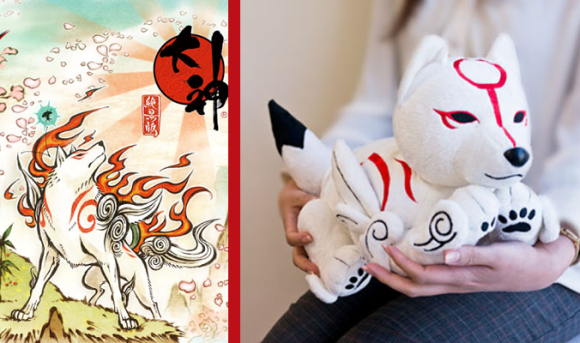 Okami Okamiden Amaterasu's son Soft plush stuffed doll celestial wolf puppy 12"
