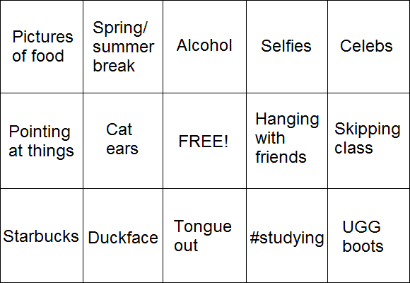 college student bingo