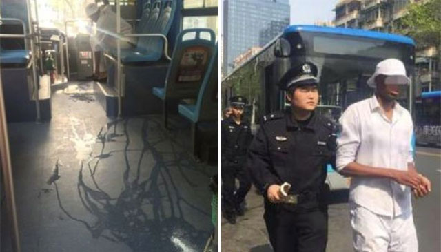 Foreigner pees on a public bus in China, subsequently taken away by police