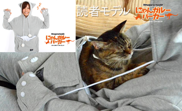 Sweatshirt that gives your pet a special cuddle pouch is half cat, half kangaroo, all adorable