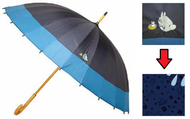 Totoro and No-Face come out to play in the rain on Ghibli umbrellas that change patterns when wet