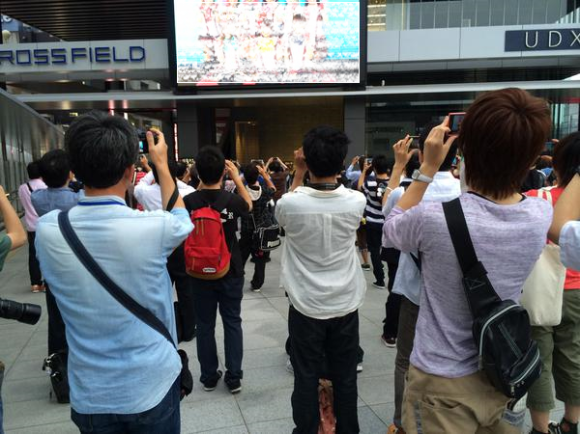 Just a photo of otaku taking video of video of people dressed like anime  idols to promote movie | SoraNews24 -Japan News-
