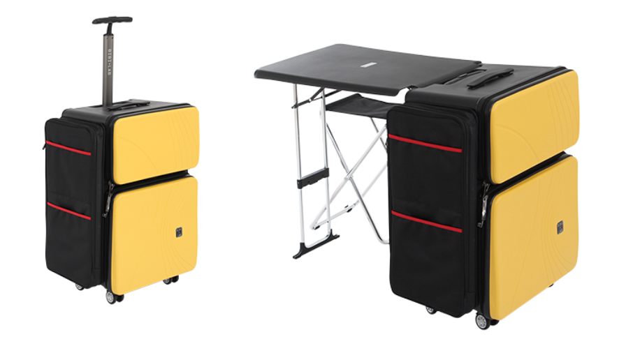 suitcase with laptop table