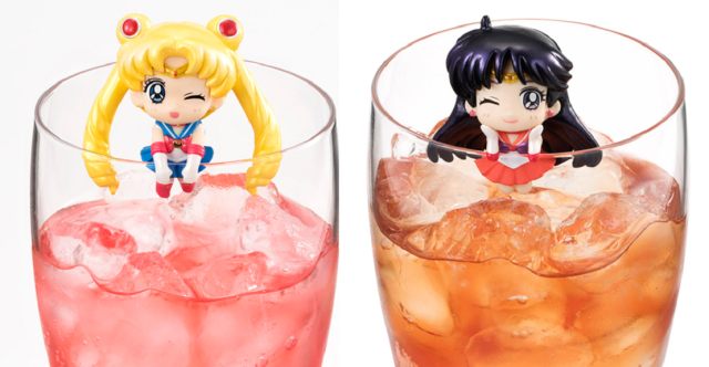 Sailor Moon and her pals are ready for tea time with these cool cup-hugging figures
