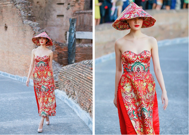 The traditional dress worn by a former Miss Vietnam deemed not Vietnamese  enough