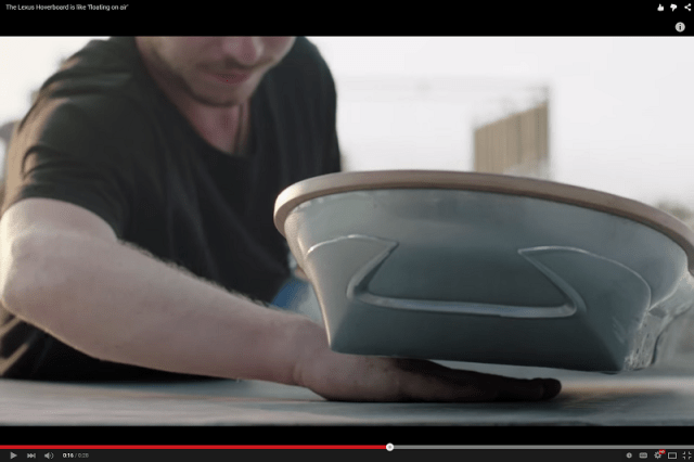New video shows professional skateboarder waxing poetic about the Lexus Hoverboard, not riding it