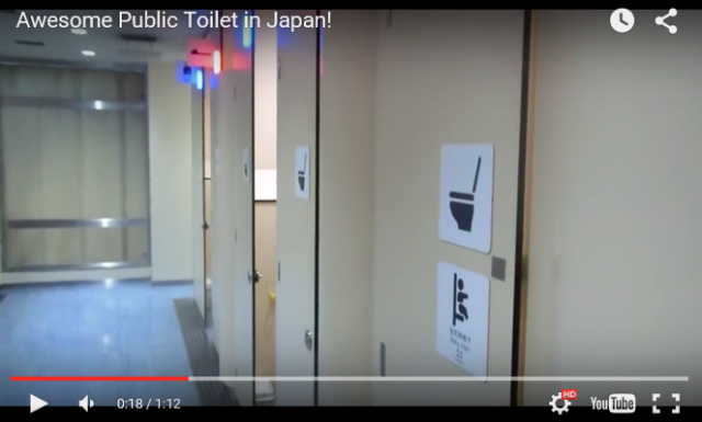 Open stall indicators, fresh flowers, and the superb cleanliness of a Japanese highway restroom