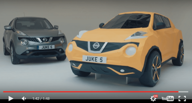 Nissan builds an origami car to celebrate the fifth birthday of its Juke crossover 【Video】