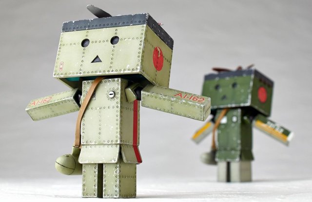 Danbo goes to war with these cute/intimidating “Zero” fighter plane-inspired designs
