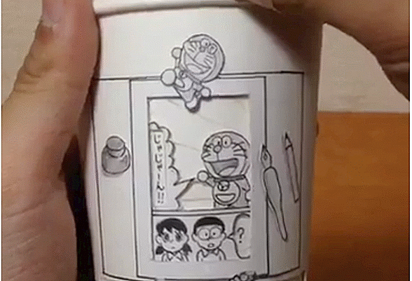 Paper cup manga: artist creates stunning 3-D moving images from the world of Doraemon【Video】