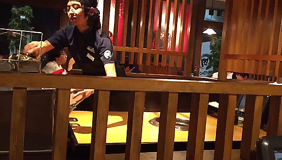 Busboy found cleaning tables at blinding speeds in yakiniku restaurant