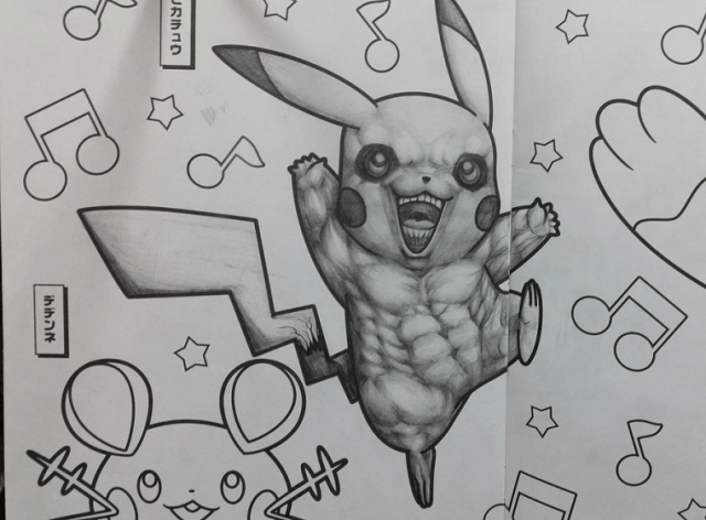 Pikachu gets pumped up, freaks us out with his newly muscular bod