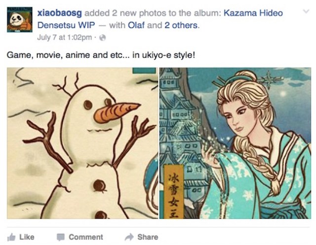 See what Frozen’s Elsa and Olaf look like as Japanese ukiyo-e style illustrations!
