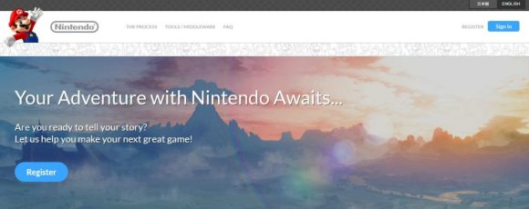 Nintendo Developer Home page