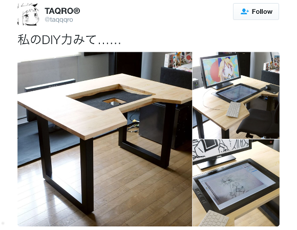 Internet goes crazy for custom-made desk built by Japanese animator