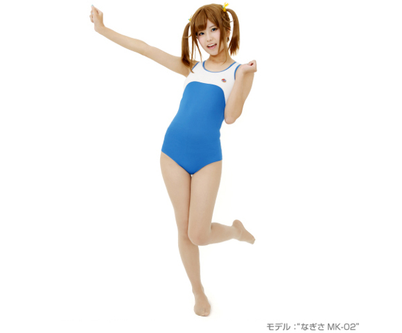 Cosplay in the pool with a swimming costume from popular anime High School Fleet
