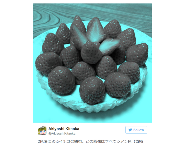 Strawberries that aren’t red, plus other amazing optical illusions from Japan’s Akiyoshi Kitaoka