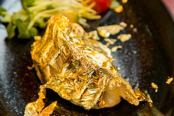 Gold leaf-covered giant gyoza dumpling now on sale to bring you a bit of luck!