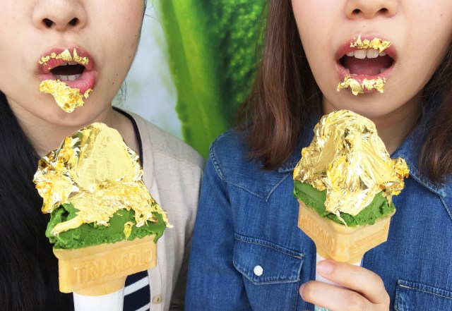 Japanese tea house creates gold-leaf covered matcha green tea gelato dessert