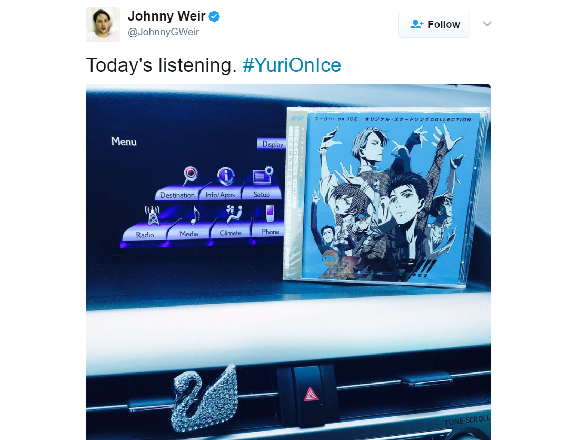 Olympic figure skater Johnny Weir skates to music from anime Yuri!!! on Ice【Video】
