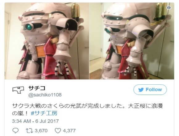 Japanese housewife wows Twitter users with replica of Sakura Wars mecha