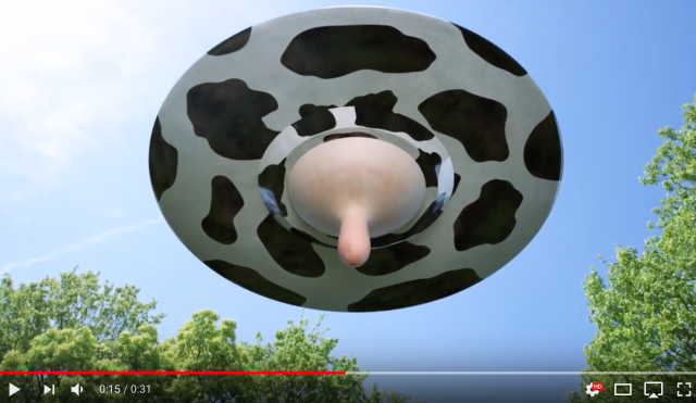 Giant nipple squirts milk from U.F.O. in crazy Japanese commercial【Video】