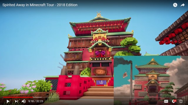Minecraft builders create an amazingly detailed world of Spirited Away, give us a video tour