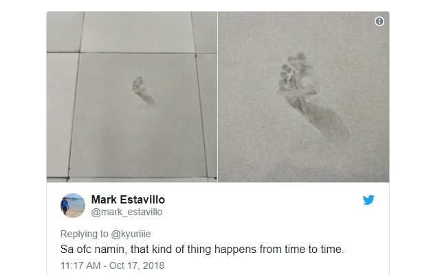 Mysterious ghostly baby footprint randomly appears in shopping malls, creeps out netizens