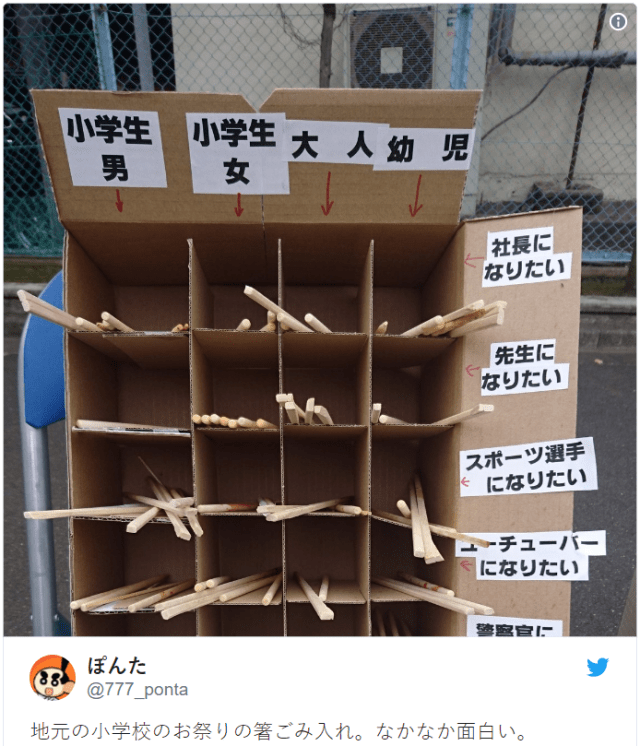 Elementary school uses clever trick to get everyone to dispose of their chopsticks properly