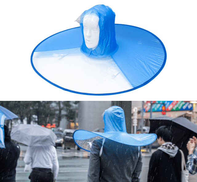 Japanese company’s hands-free umbrella looks like a giant condom for your head【Photos】