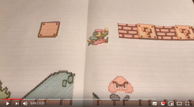 Super Mario World 1-1 perfectly recreated, animation and all, in Japanese fan’s notebook【Vid】