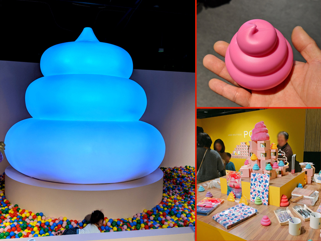 Mr. Sato gets dazzled by multicolored poop at the Poo Museum in Yokohama