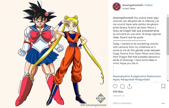 Artist blows our minds by swapping clothing between Sailor Moon and Dragon Ball characters