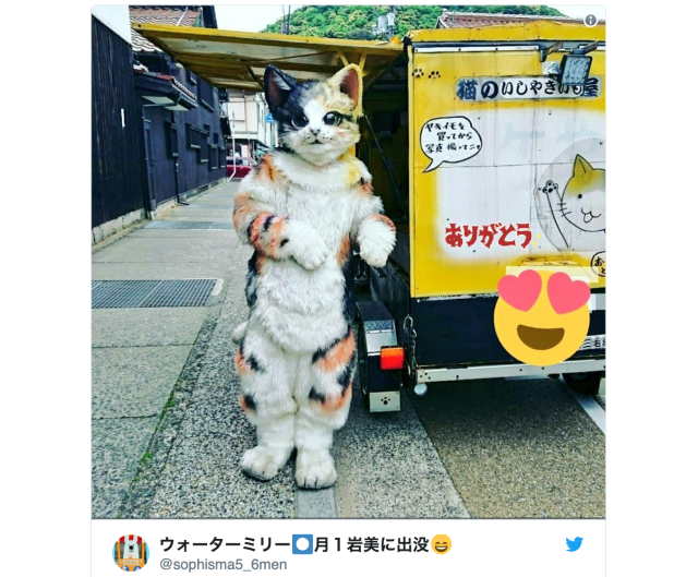 The cat returns! Giant cat sells sweet potatoes from a pussy wagon in Japan 【Pics & Video】